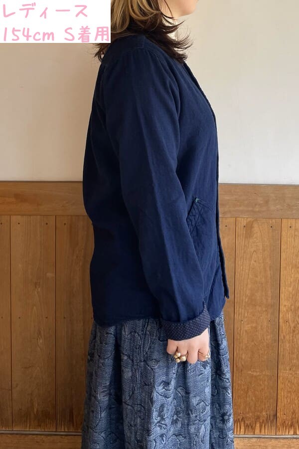 【BlueTrick】 バンドシャツジャケット インディゴWフェイス(ユニセックス)