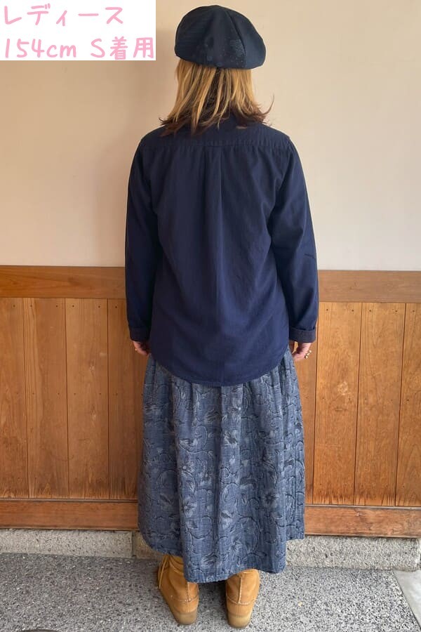 【BlueTrick】 バンドシャツジャケット インディゴWフェイス(ユニセックス)