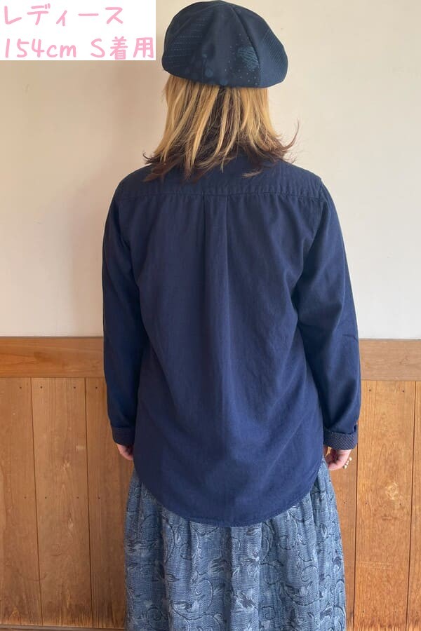 【BlueTrick】 バンドシャツジャケット インディゴWフェイス(ユニセックス)