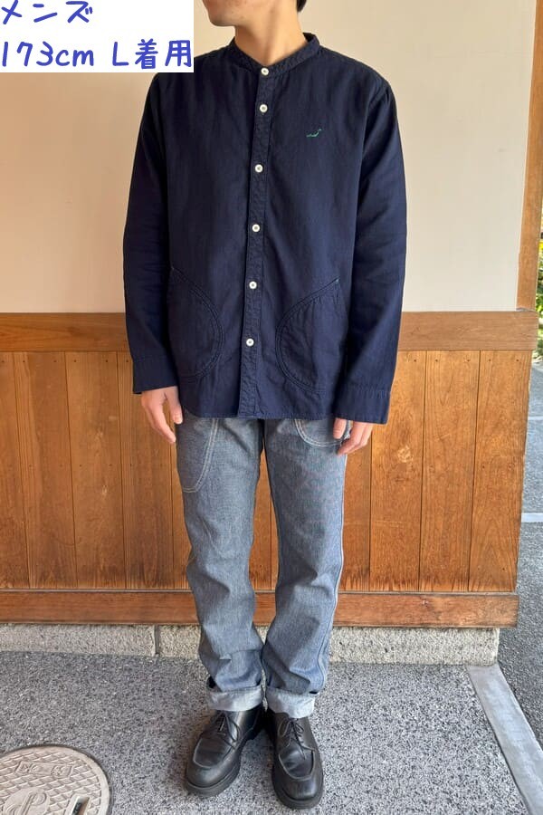 BlueTrick 岡山 インディゴ バンドカラーシャツ BlueTrick】 バンドシャツジャケット インディゴWフェイス（ユニ