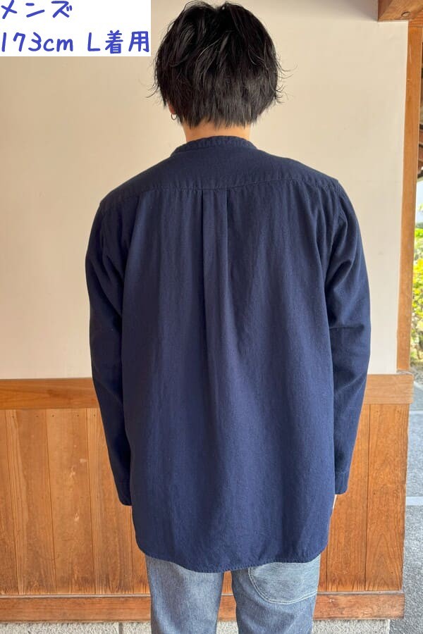 【BlueTrick】 バンドシャツジャケット インディゴWフェイス(ユニセックス)