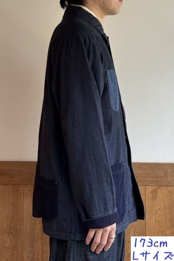 NICENESS BLINKYレザーパッチカバーオール　Mサイズ 美品 NICENESS ナイスネス BLINKY/ブリンキー NNレザーパッチ