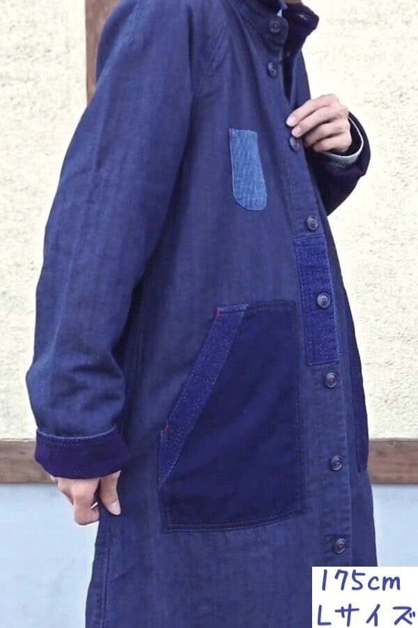 5今月限定特価 BLUE TRICK パッチワーク デニム ショップコート d6a5deb7c7f7f25a573adf95a2ad2a