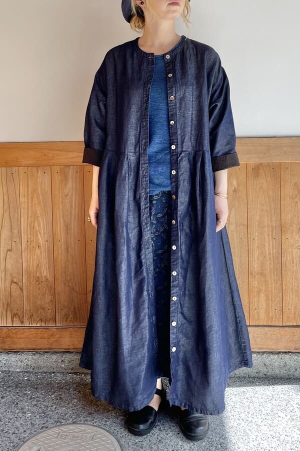 BlueTrick】 レディース 2Wayワンピース （リネンデニム）（七分袖