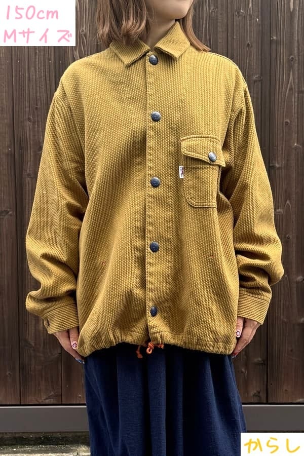 【BlueTrick】カラー刺子ワークジャンパー からし/わさび (ユニセックス)