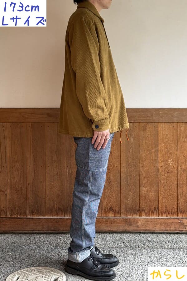 【BlueTrick】カラー刺子ワークジャンパー からし/わさび (ユニセックス)