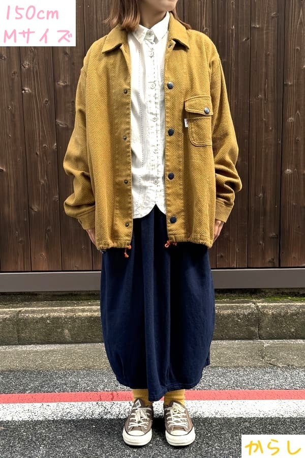 【BlueTrick】カラー刺子ワークジャンパー からし/わさび (ユニセックス)