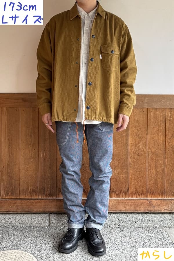 【BlueTrick】カラー刺子ワークジャンパー からし/わさび (ユニセックス)