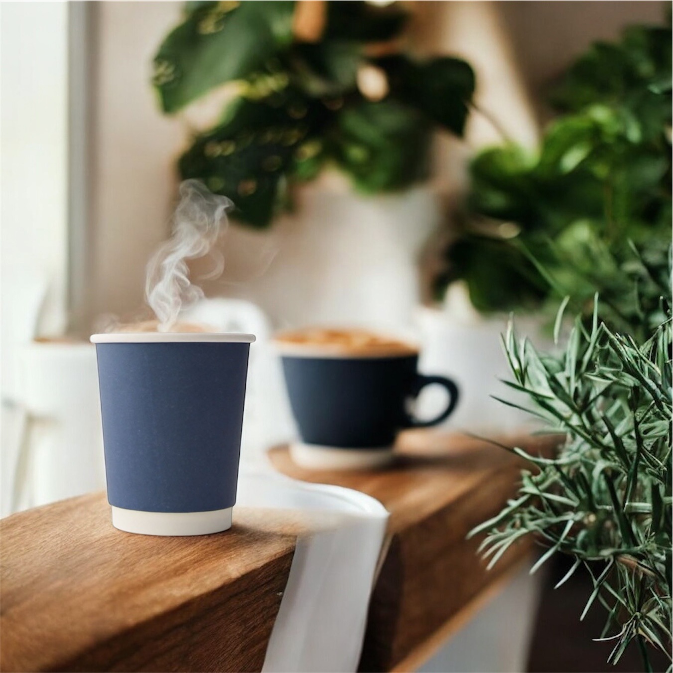 80mm口径 8オンス (240ml) 断熱二重ネイビー紙コップ 1000個 | 紙