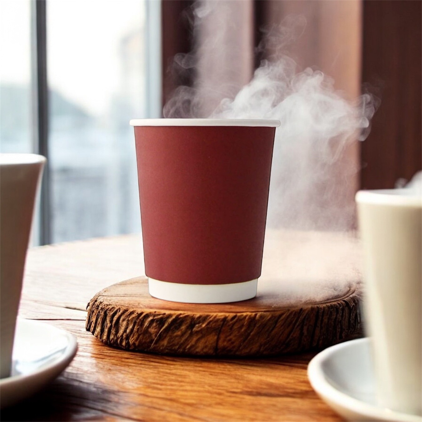 80mm口径 8オンス (240ml) 断熱二重ワインレッド紙コップ 1000個 | 紙