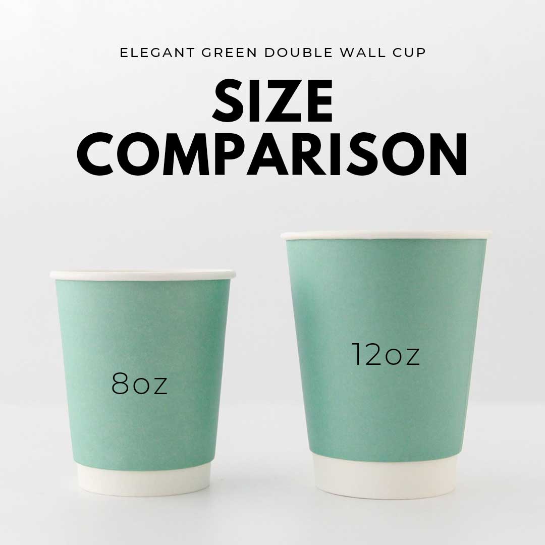 80mm口径 8オンス (240ml) 断熱二重エレガントグリーン紙コップ 1000個
