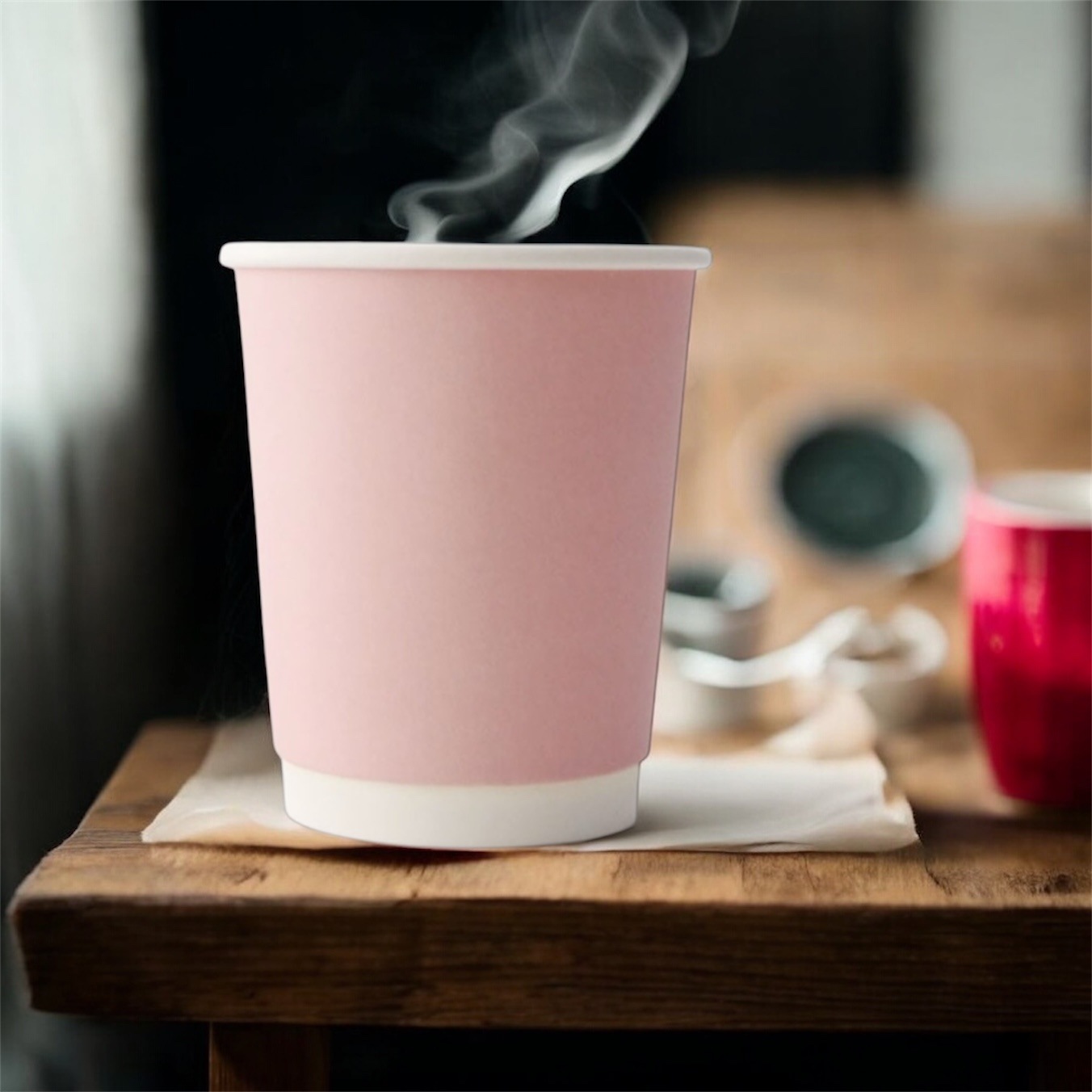 90mm口径 12オンス (360ml) 断熱二重サクラピンク紙コップ 1000個 | 紙