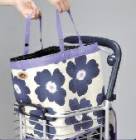 アルミワイヤーカート用インナーバッグ　花柄ブルー　【バックのみ販売】|ショピングカー|カート・カバン