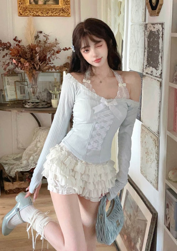 《新作》レースアップオフショルバレエコアブラウス-全２色-|ブラウス・シャツ|TOPS
