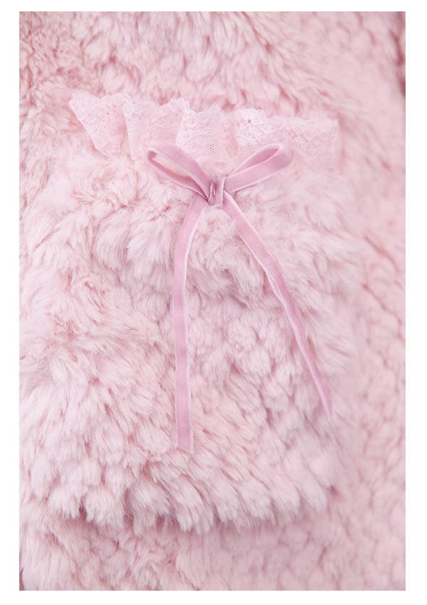 ★SALE/10%オフ★[残り６点]ノーカラーふわもこファーコーディガン-全２色--Bobon21