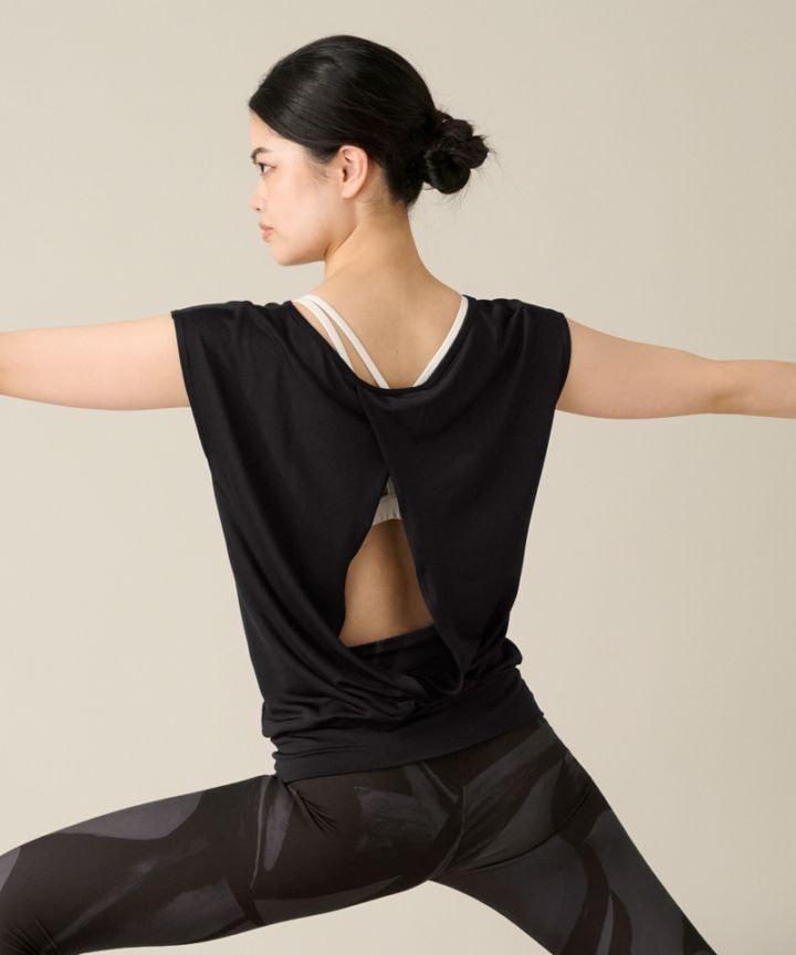 【COCOTEX（ココテックス）】フレンチスリーブトップ ブラック