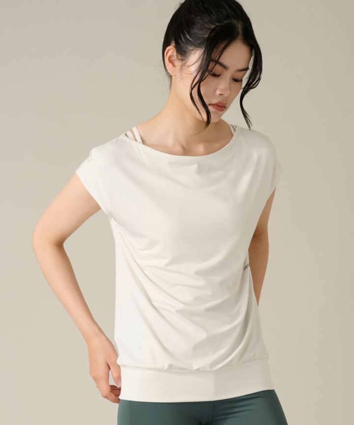 【COCOTEX（ココテックス）】フレンチスリーブトップ オフホワイト