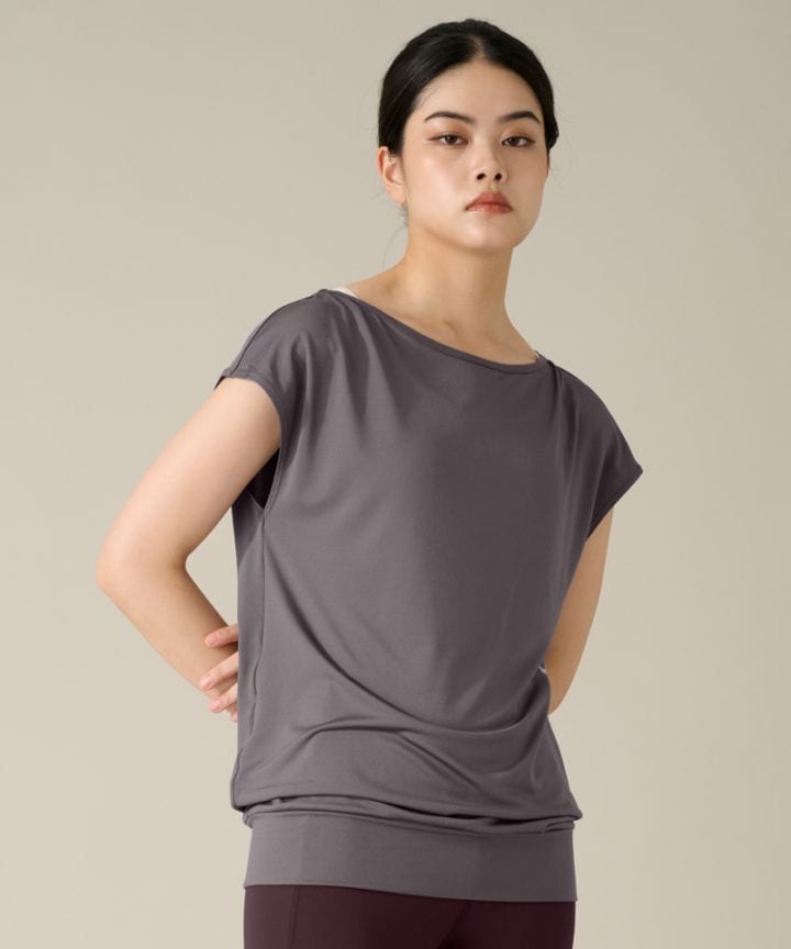 【COCOTEX（ココテックス）】フレンチスリーブトップ ローズグレー