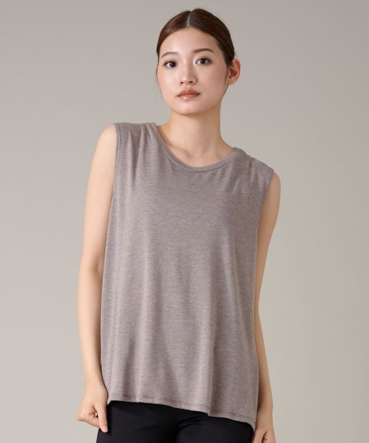 スリーブレストップ ヘザーブラウン