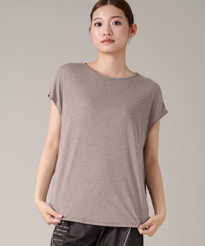 フレンチスリーブトップ ヘザーブラウン