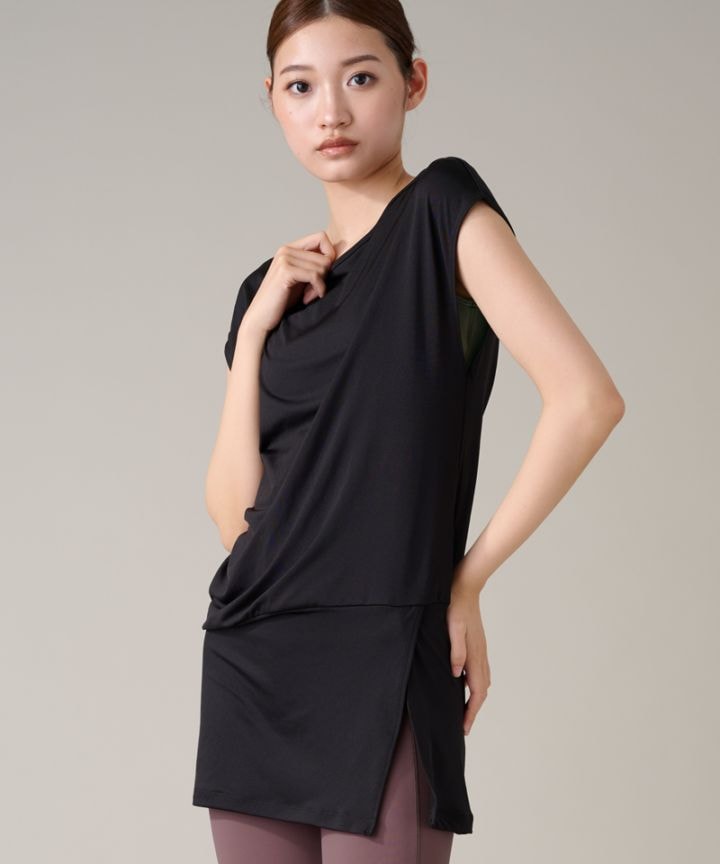 【COCOTEX（ココテックス）】フレンチスリーブトップ ブラック