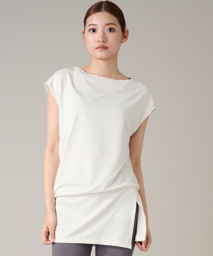 【COCOTEX（ココテックス）】フレンチスリーブトップ オフホワイト