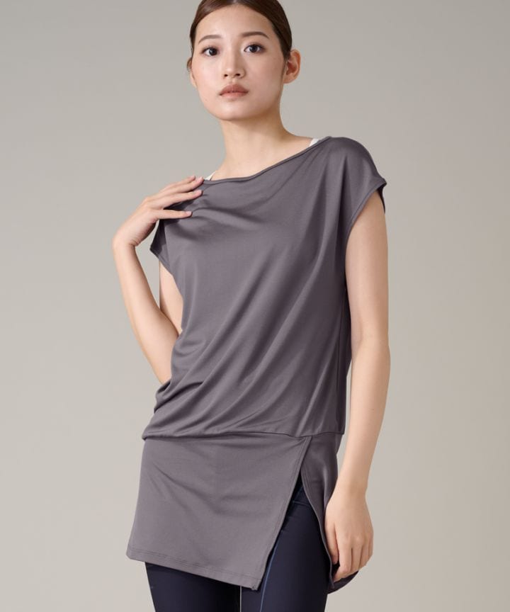 【COCOTEX（ココテックス）】フレンチスリーブトップ ローズグレー