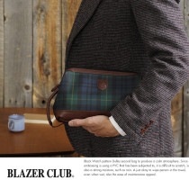 BLAZER CLUB ジッパーダレスセカンドバッグ ブラックウォッチ柄 /男性用/メンズ/セカンドバッグ/日本製/合皮/クラッチバッグ/チェック柄/トラッド/クラシック/鞄/かばん/バッグ/|セカン