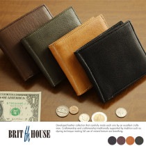 BRIT HOUSE ヤギ革二つ折り財布 小銭入れあり Goat Leather  メンズ 大人 男性 ブランド 本革 薄い レザー 軽量 日本製 国産 ブリットハウス 軽い カジュアル 週末 軽装 