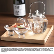 ガラス製ちろり 銀蓋 盃2個＆箱盆セット|日本酒・焼酎用|酒器・お酒