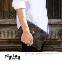 AGILITY 3wayミニクラッチバッグ 迷彩レザー ポピエール グリーン /本革/日本製/ウエストバッグ/バッグインバッグ/カモフラ柄/鞄/かばん/バッグ/|セカンドバッグ・クラッチバック|バッグ