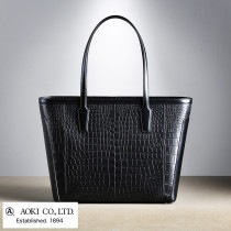 青木鞄 Luggage AOKI 1894 クロコダイル トートバッグ Matt Crocodile ブラック 日本製メンズ/ワニ革/バッグ/ブランド/|トートバッグ|バッグ
