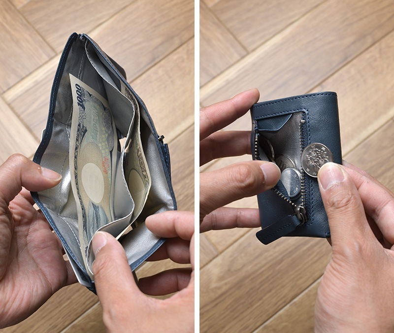 hmny casual 三つ折り財布 小銭入れ付き メンズおしゃれ/レザー