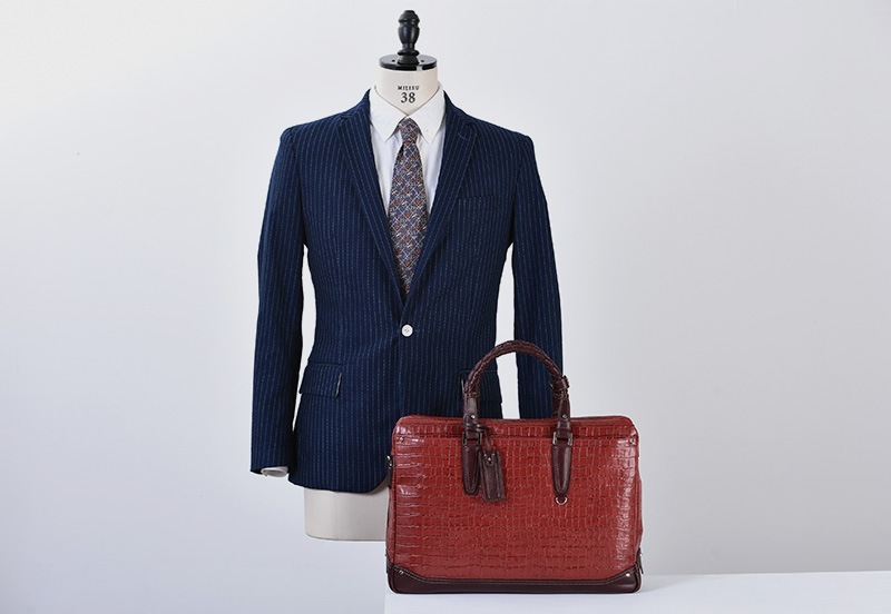 Kiefer neu クロコ型押しレザー ブリーフケース Amore キーファーノイ