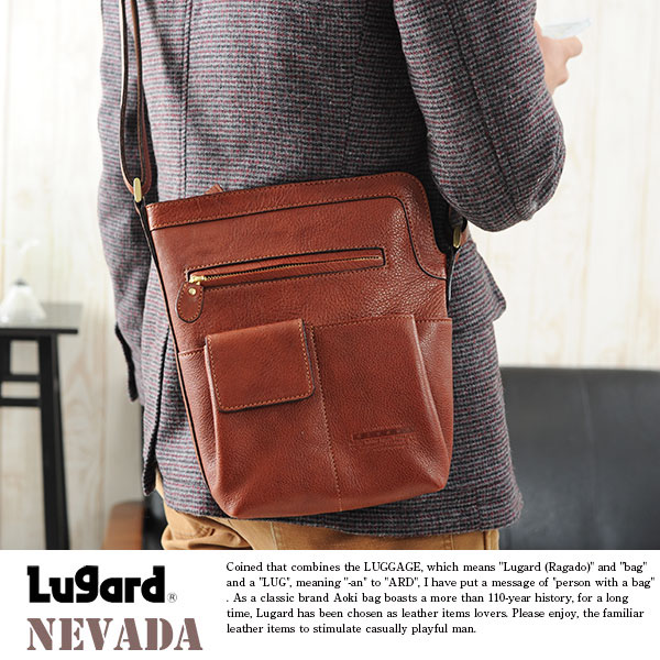 青木鞄 Lugard 本革ミニショルダーバッグ メンズ 日本製 レザー 縦型 かばん ショルダーバッグ 紳士の持ち物