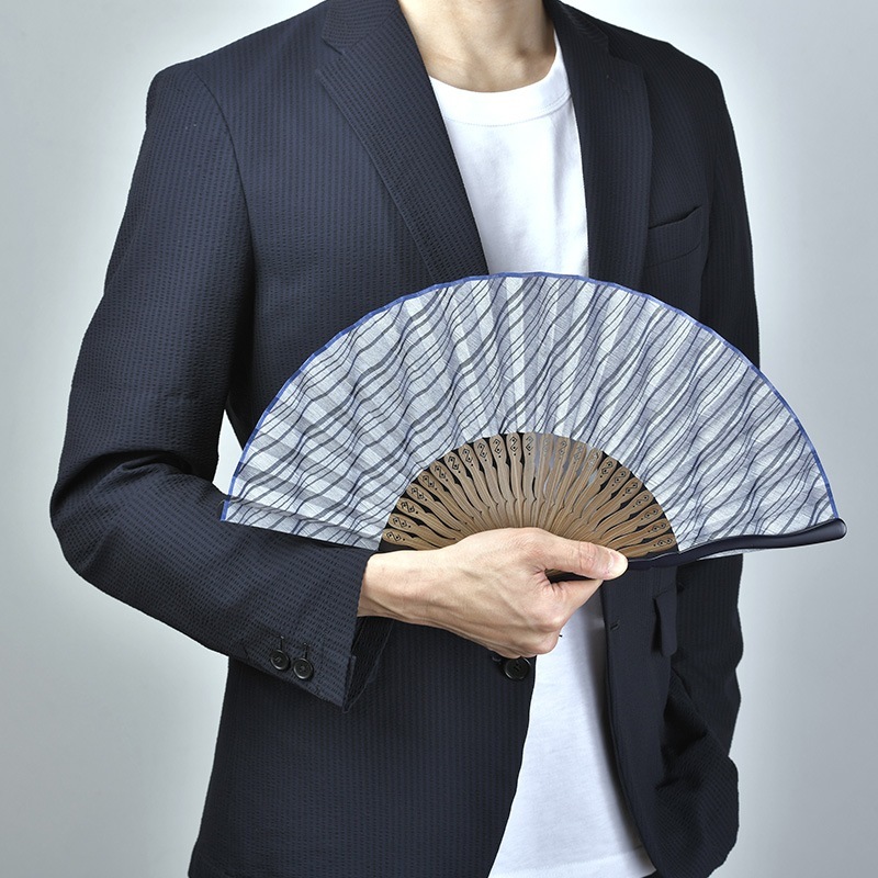 舞扇堂 紳士用扇子 宵鼓 扇子袋セット 夏扇子 布扇子日本製 高級
