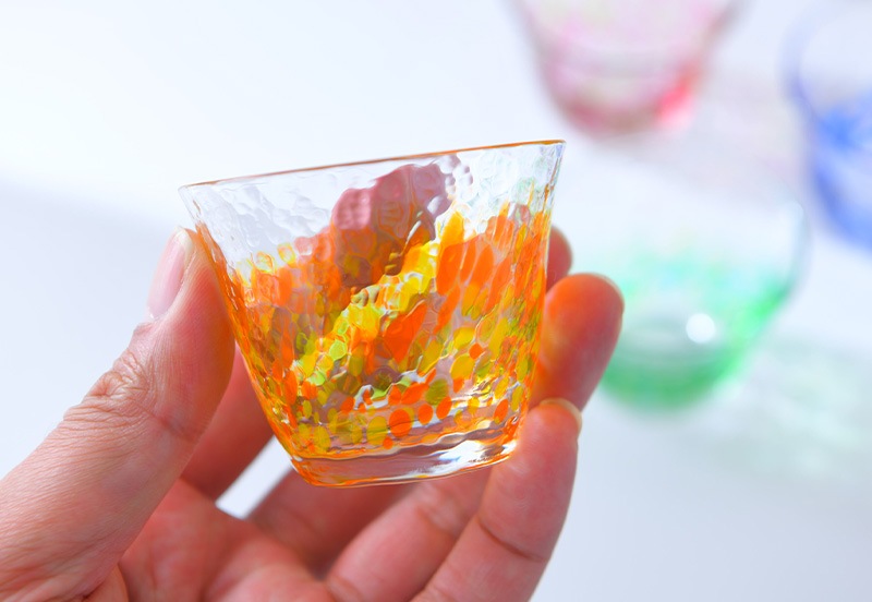 ハンドメイド お猪口 水の彩 80ml おちょこ 冷酒 日本酒盃 酒杯/国産