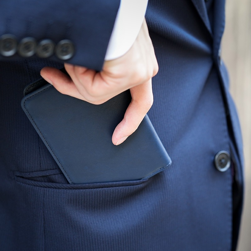 豊岡財布 craftsmanship ミドル財布 小銭入れあり AI（藍） 勝色 男性