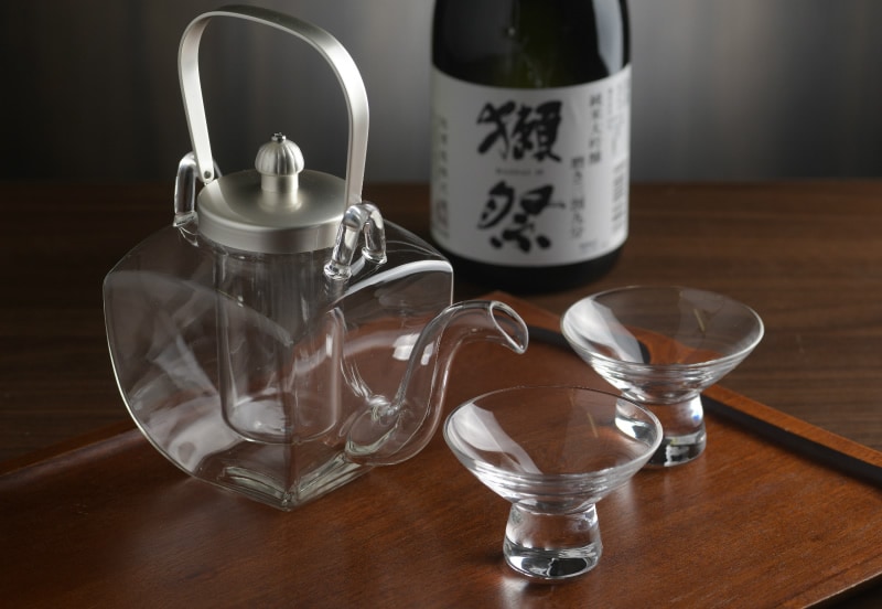 純銀製 チロリ 重さ約59g 酒器 ガラス製ちろり 銀蓋 盃2個セット チロリ 日本製 冷酒 徳利 氷