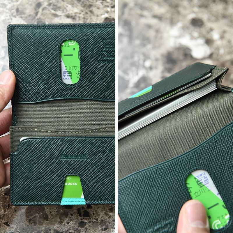 Bianchi 角シボ型押し牛革 名刺入れ franco おしゃれレザー/傷つき