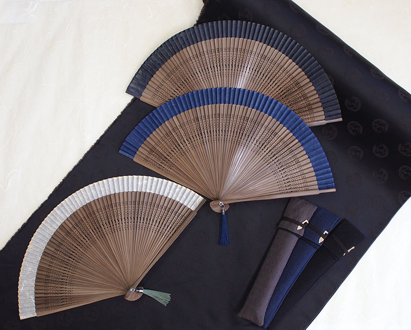 舞扇堂 紳士用扇子 「六十間・玄」 扇子袋セット メンズ 男性用 扇子