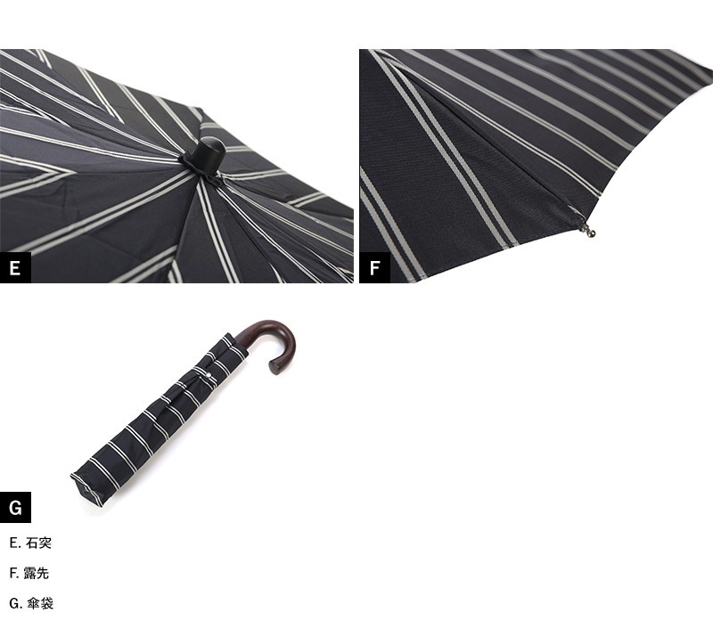 Ramuda トップレス折りたたみ傘 ストライプ 55cm 8本骨 雨傘折りたたみ