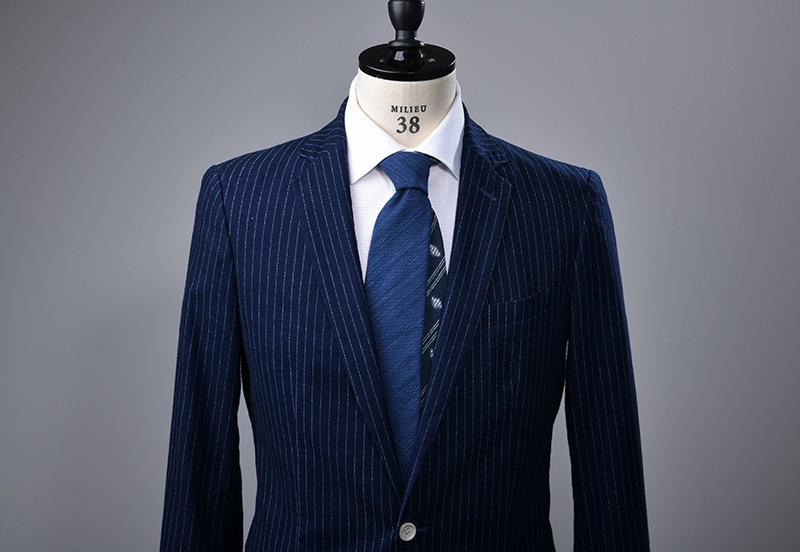 これいい和 日本の織物 ネクタイ 武州正藍染 × 作州絣 メンズネイビー