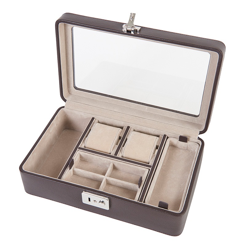 LUSSO メンズアクセサリーボックス 本革製 おしゃれ男性/小物入れ/収納