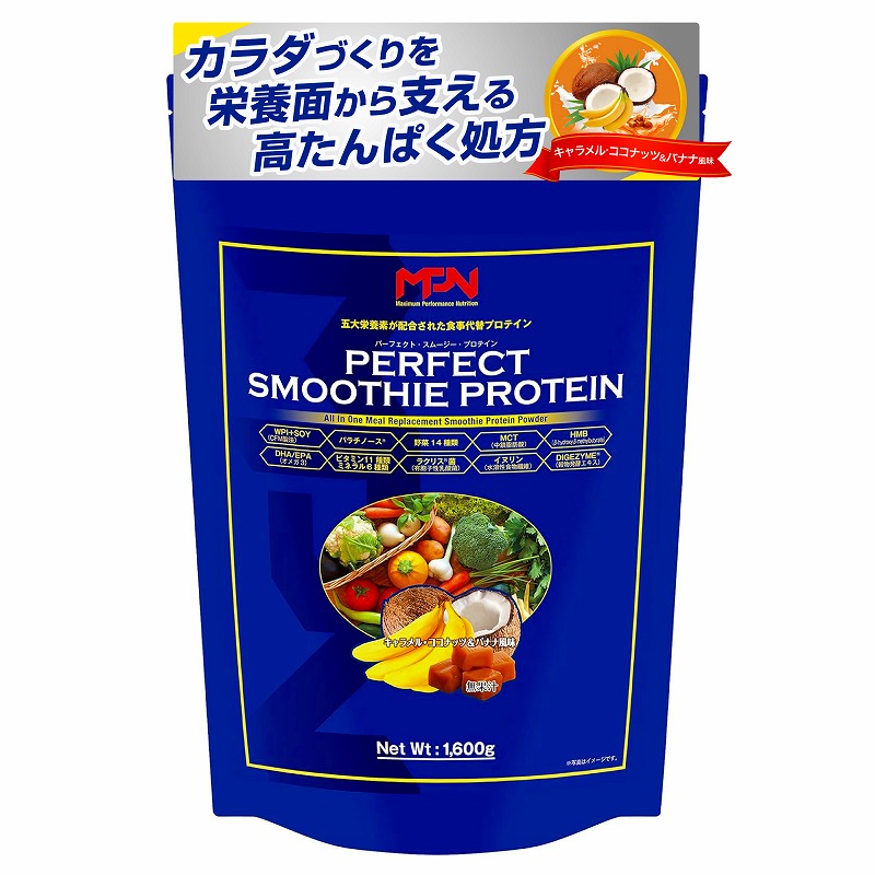 【アウトレット　クーポン不可】パーフェクト・スムージー・プロテイン（PERFECT SMOOTHIE PROTEIN）キャラメル・ココナッツ&バナナ風味：配送時よれ等少々あり：賞味期限2027/5/13：賞味期限長め　ご了承の上お買い求めください