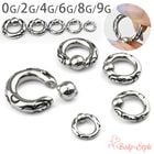 ボディピアス 0G 2G 4G 6G 8G 9G 拡張 キャプティブリング ビーズリング スプリングボール バネ式 イヤーロブ　片耳用 金属アレルギー対応 医療用 サージカルステンレス k01-4|リ