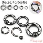 ブラック キャプティブリング スプリングボール 0G 2G 4G 6G 8G 拡張 ラージホール|リングピアス|種類から探す
