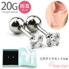 【両耳セット】 ピアス 天然ダイヤモンド 20G ストレートバーベル 立爪 サージカルステンレス 日本製 高級 ジュエリー 金属アレルギー対応 e03-1|２０G|ゲージから探す
