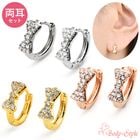 【両耳セット】リングピアス リボン ジュエル フープピアス セグメントリング セグメントクリッカー 耳たぶ リング ピアス エレガント k04-6|２０G|ゲージから探す