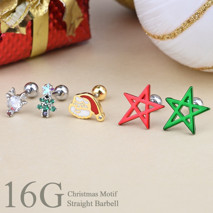 おまとめお安く出来ます(^^)プロフ必読　テイクアップクリスマス限定ピアス クリスマスモチーフピアス（トカナイ靴下ツリー）｜ボディピアス凛【公式】